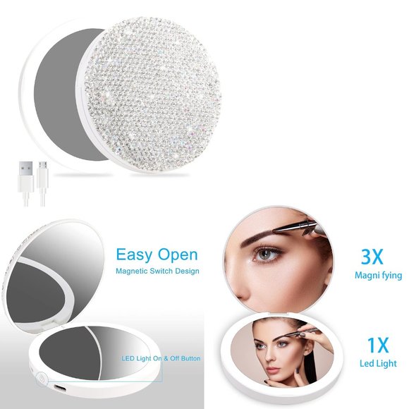 NWT Sparkling Crystal Rhinestone Bling Silver Stocking Stuffers Makeup B… - Picture 10 of 17